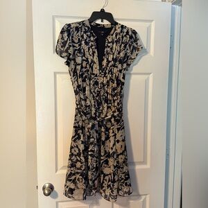 Floral Navy and Cream Dress